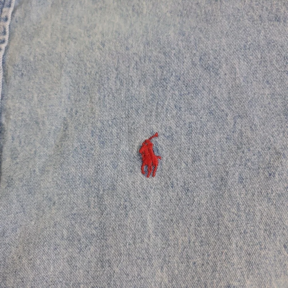 Vintage XXL Polo Ralph Lauren Blake Denim Light Wash Pocket Button Down Shirt
